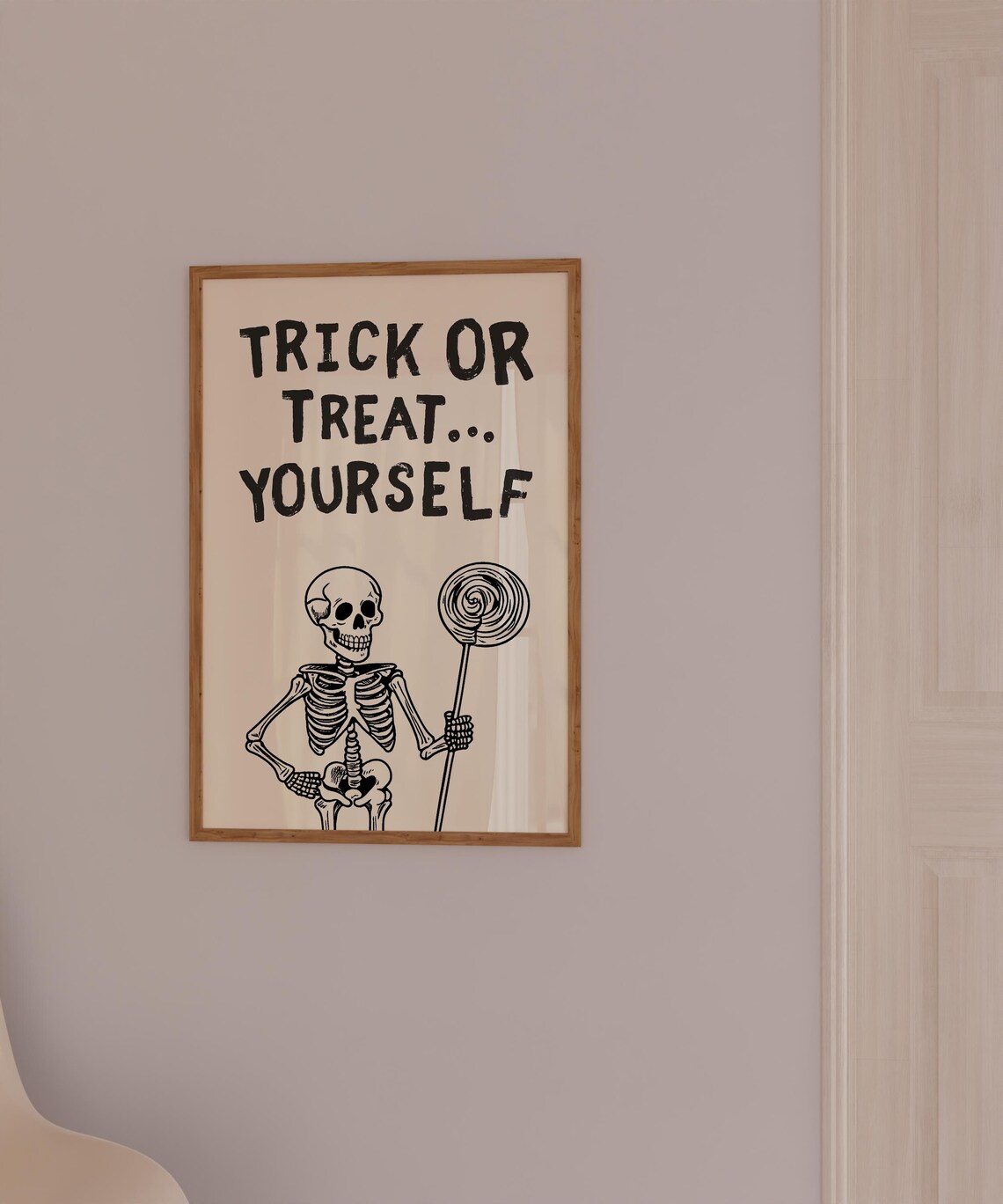 Trick Or Treat Yourself Funny Halloween Skeleton Candy Poster - Image 5