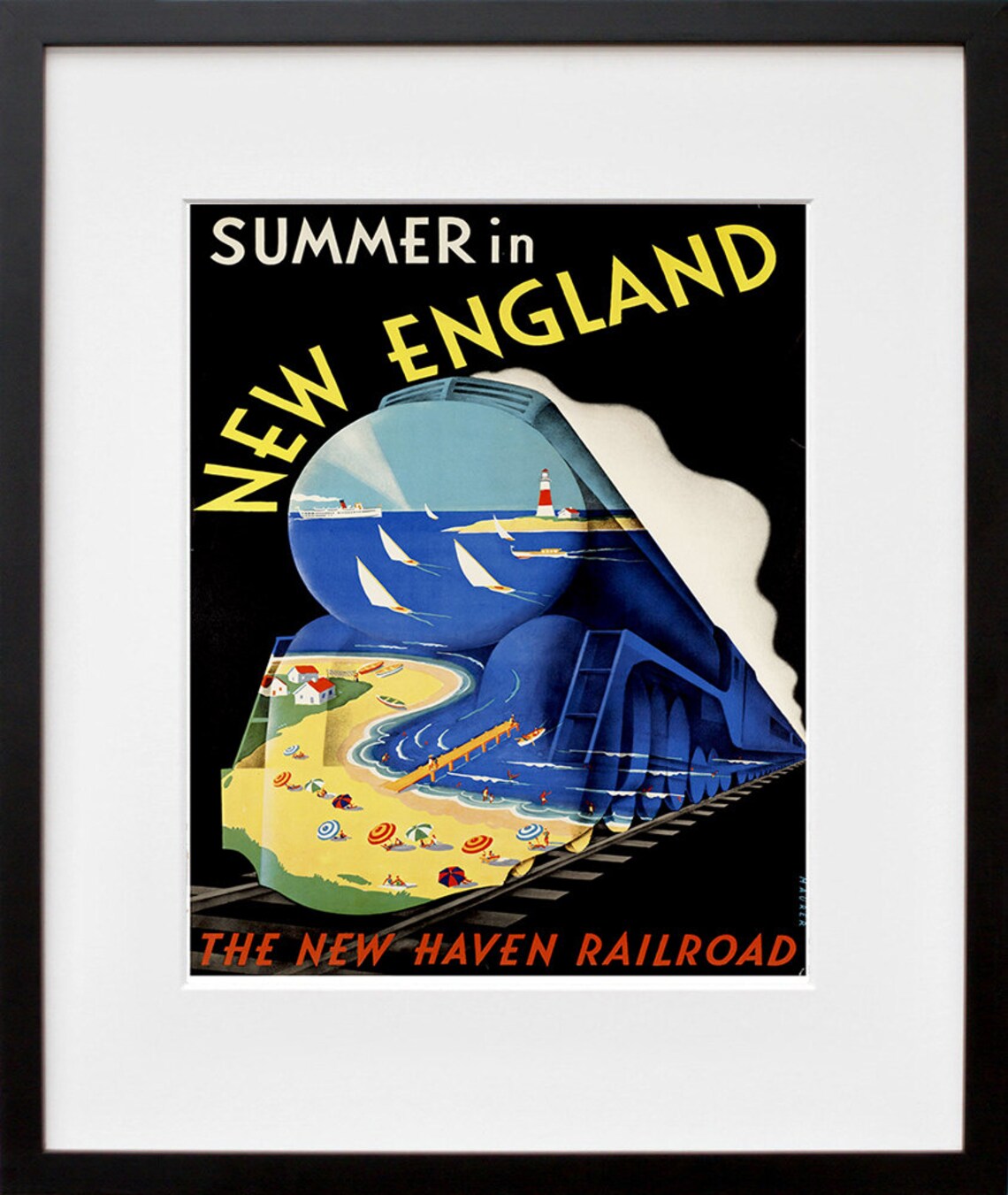 Vintage Train Art Travel Poster, New England - Image 2