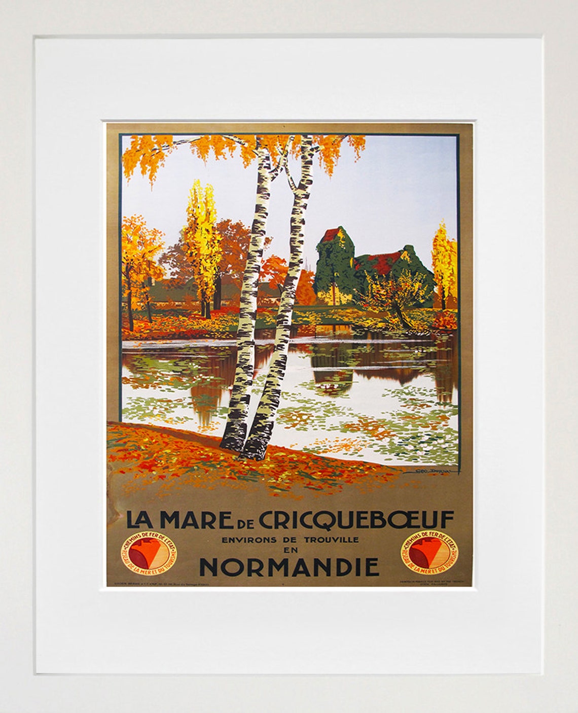 La Mare de Cricqueboeuf Normandy Autumn Pond Vintage Travel Poster - Image 2