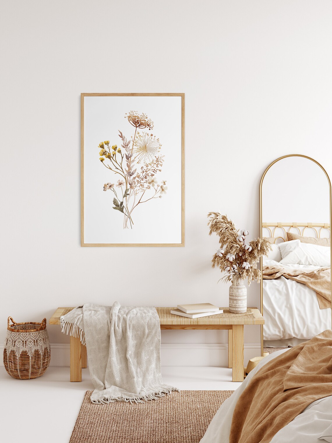 Golden Yellow Watercolor Wildflower Bouquet Botanical Poster - Image 2