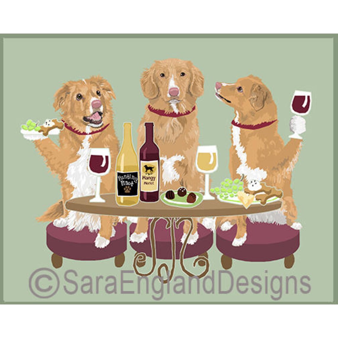 Nova Scotia Duck Tolling Retriever Poster Print, Wine Theme