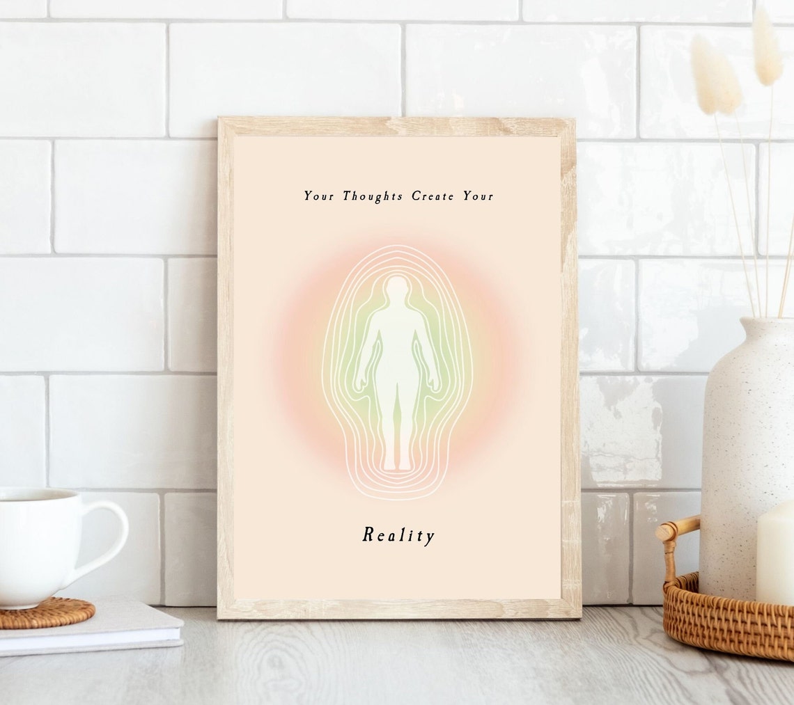 Your Thoughts Create Your Reality Aura Silhouette Mindfulness Poster