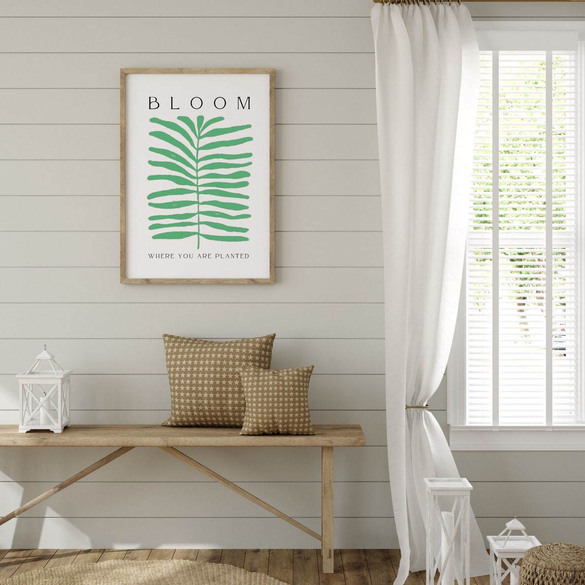Bloom Where You Are Planted Boho Botanical Palm Leaf Art Poster - Image 3