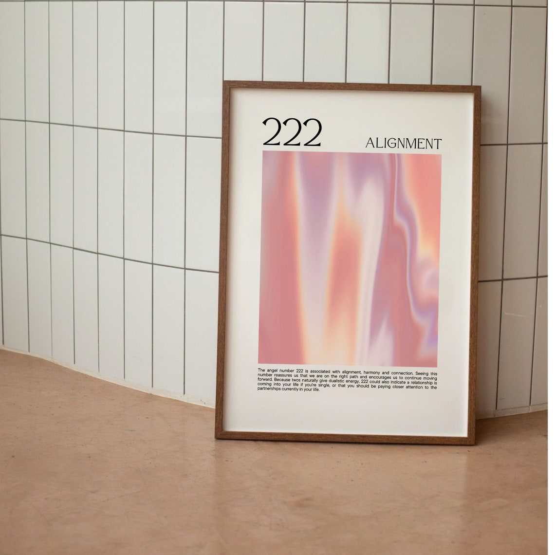 Angel Number 222 Alignment Pink Aura Gradient Spiritual Poster