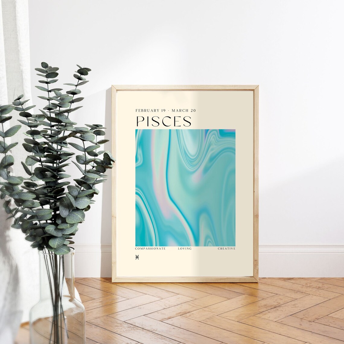 Pisces Zodiac Sign Blue Liquid Energy Compassionate Star Poster - Image 3