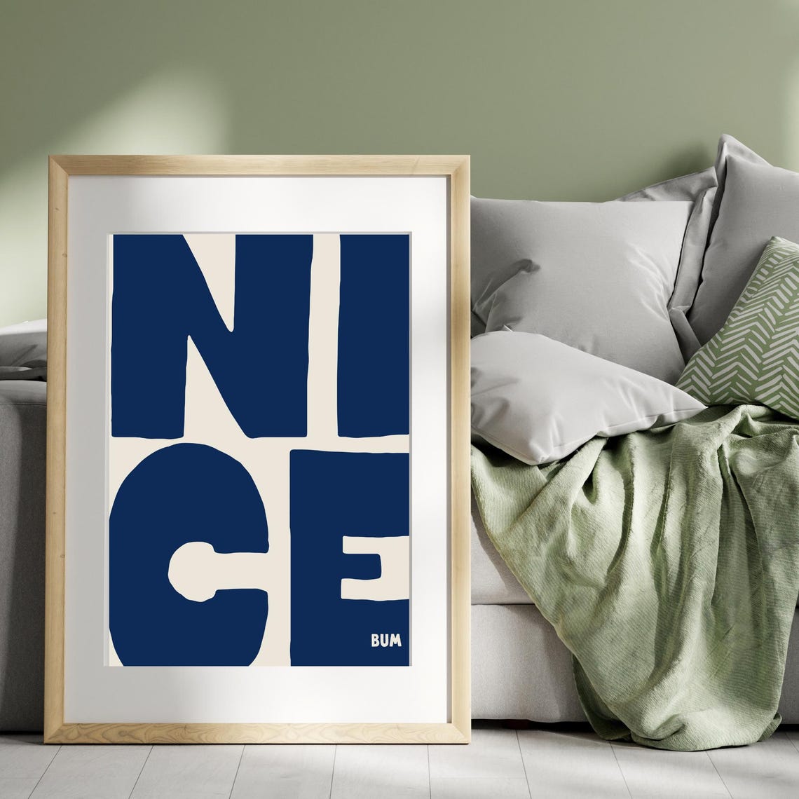 Nice Bum Cheeky Bold Navy Typography Funny Retro Quote Art Poster - Image 2