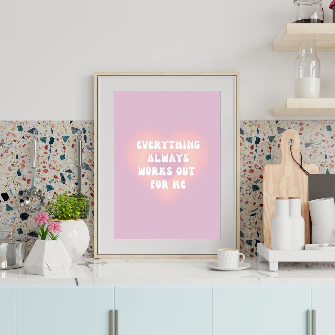 Everything Always Works Out For Me Heart Affirmation Wall Art - Image 2