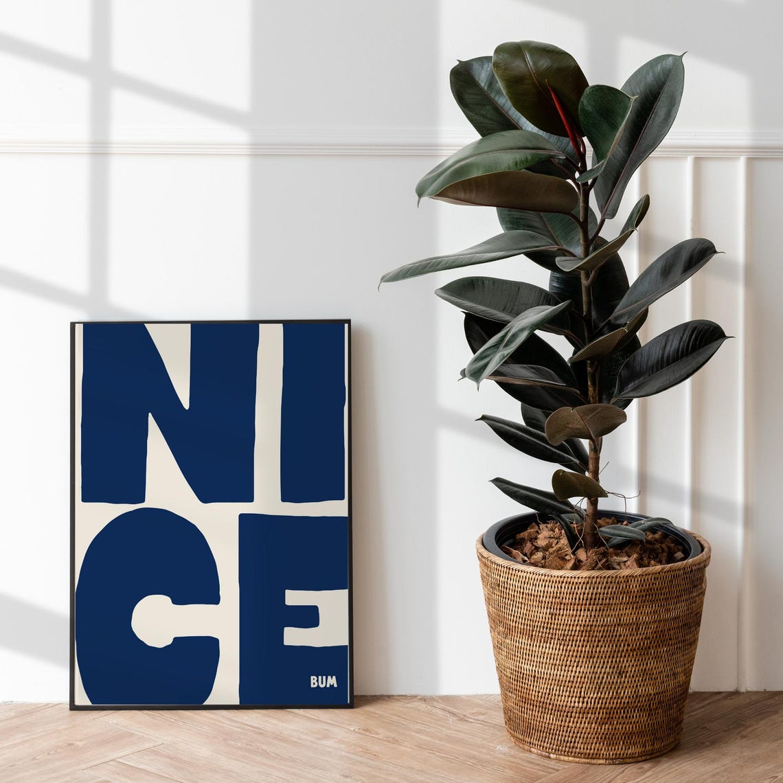 Nice Bum Cheeky Bold Navy Typography Funny Retro Quote Art Poster - Image 3