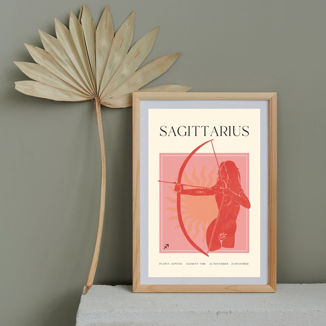 Sagittarius Zodiac Sign Archer Woman Bow Sun Astrology Poster - Image 3