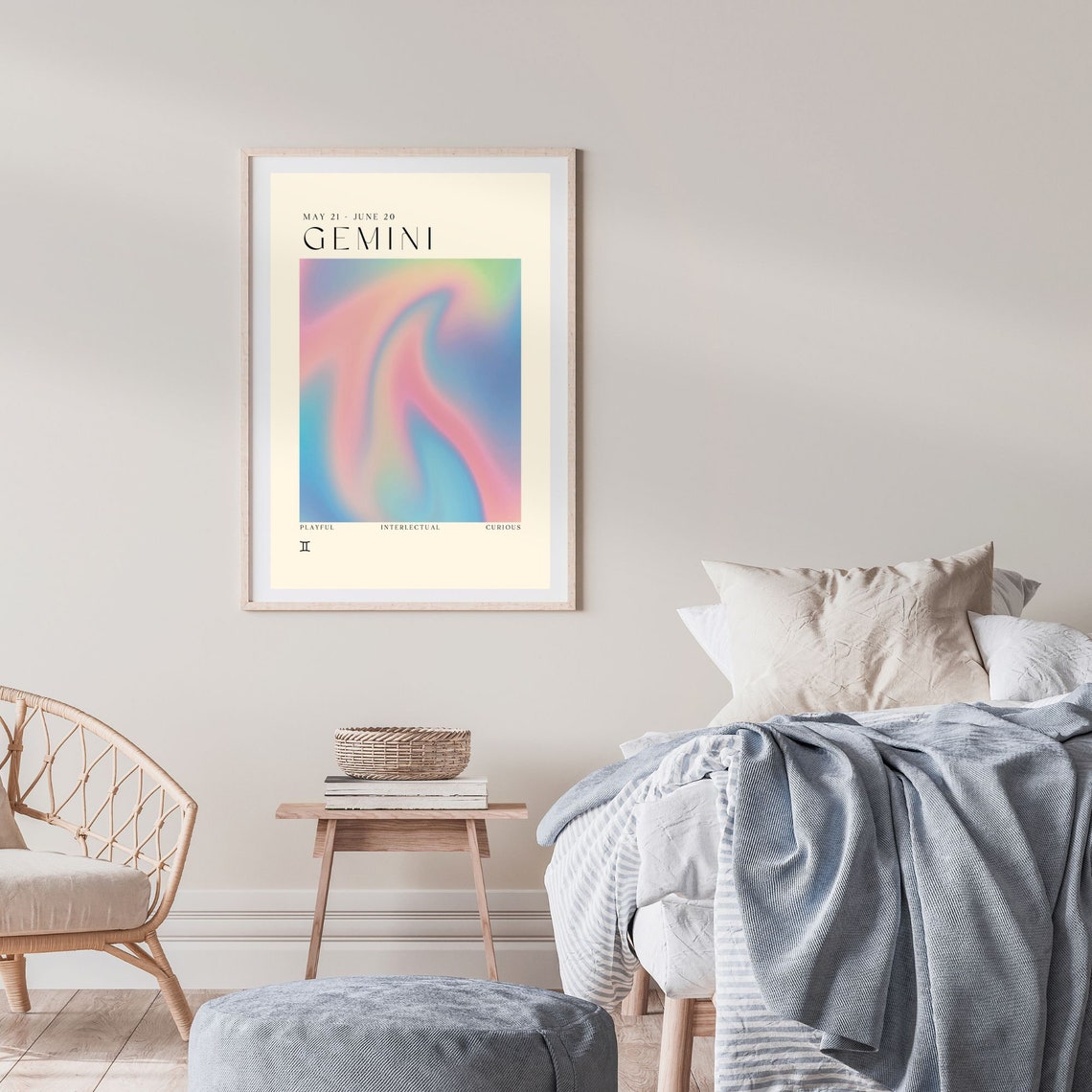 Gemini Zodiac Aura Pastel Swirl Abstract Playful Gradient Poster - Image 2