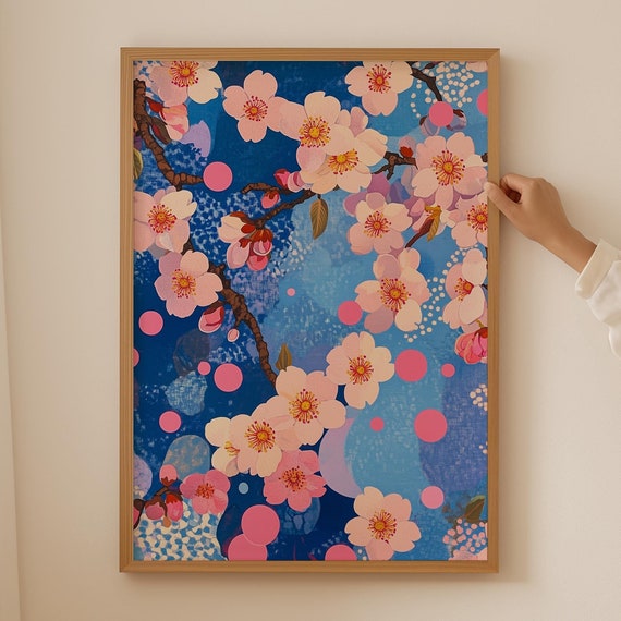Cherry Blossom Japanese Wall Art Japandi Flower Print Wabi Sabi Poster For Room Decor Or Cubicle Trendy Above Couch