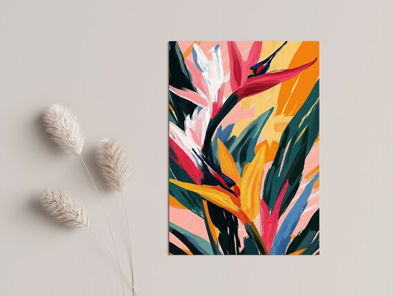 Colorful Wall Art For The Living Room Tropical Posters Modern Floral Pictures Exotic Decoration Hallway Or Office