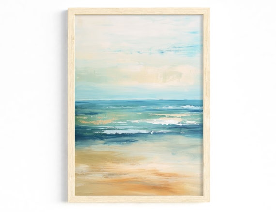 Maritime Wall Decor For The Living Room Abstract Coastal Landscape Pastel Art Print Blue Beige Nordicinspired Home