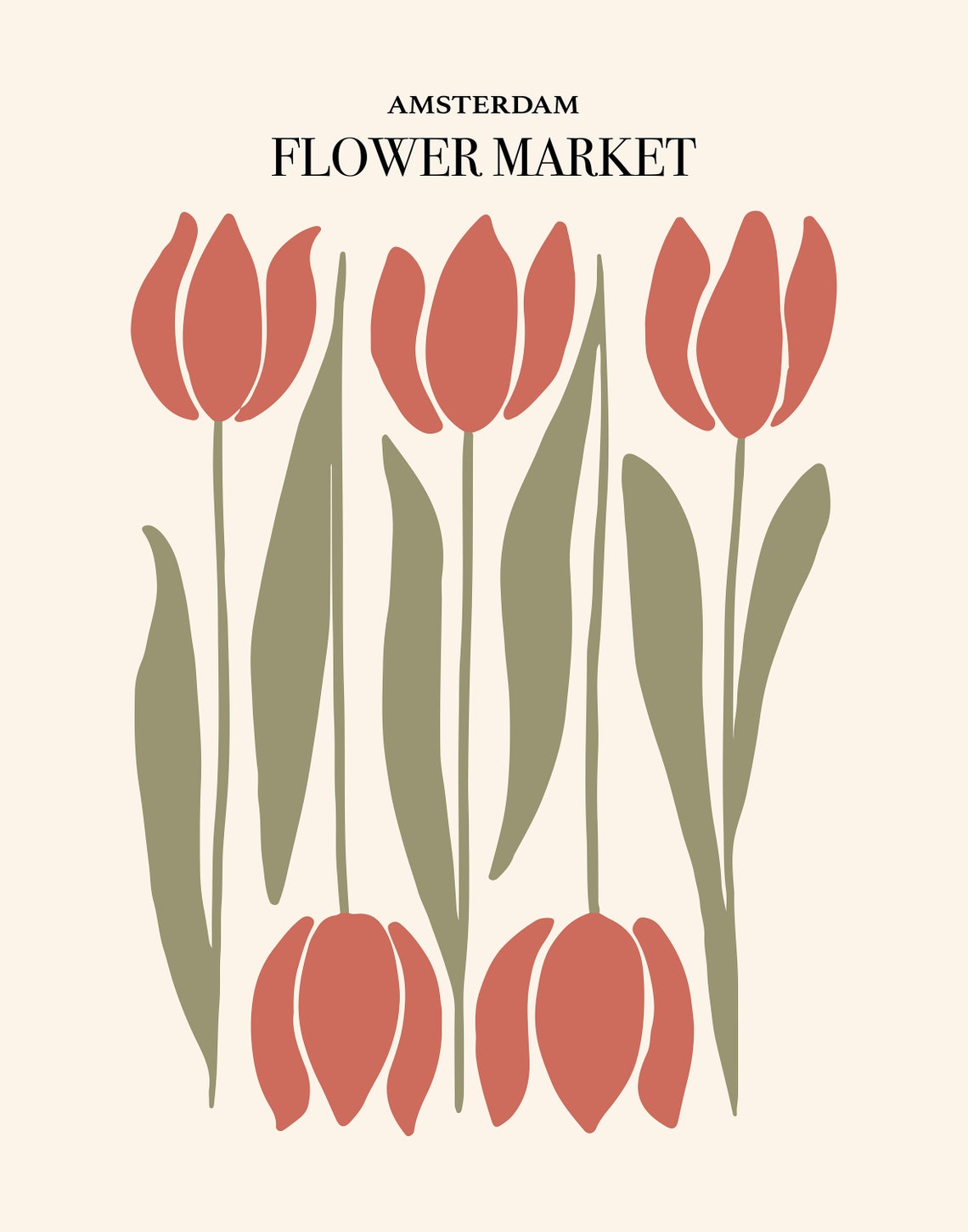 Amsterdam Flower Market Red Tulips Minimalist Dutch Floral Poster - Image 5