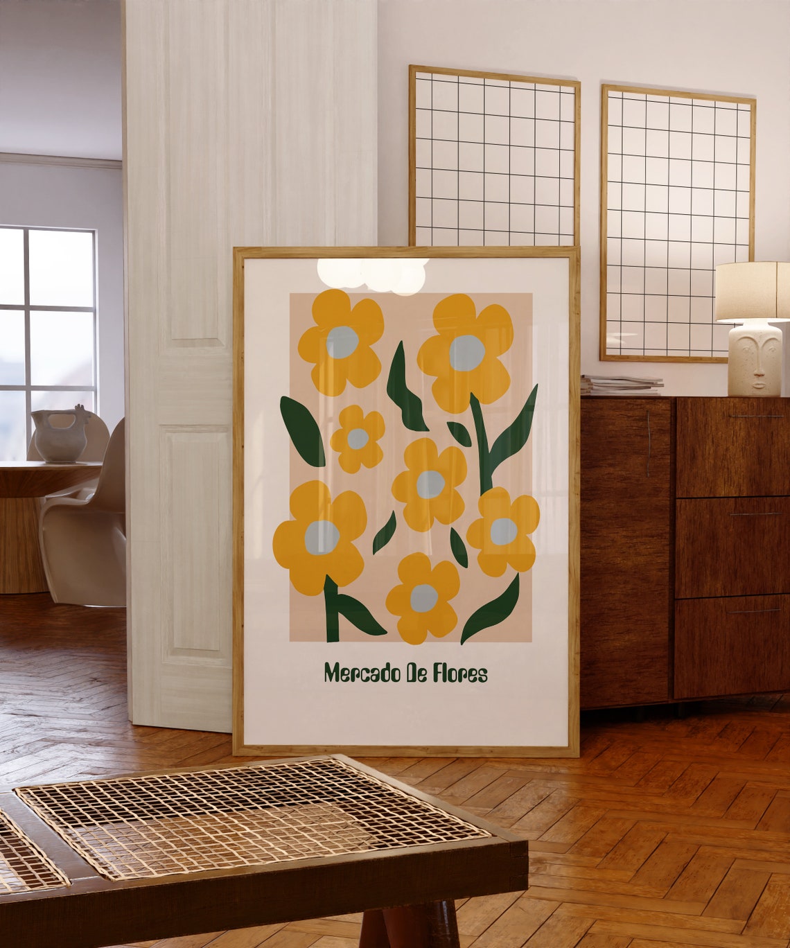 Mercado De Flores Sunny Yellow Daisy Retro Botanical Art Poster - Image 4