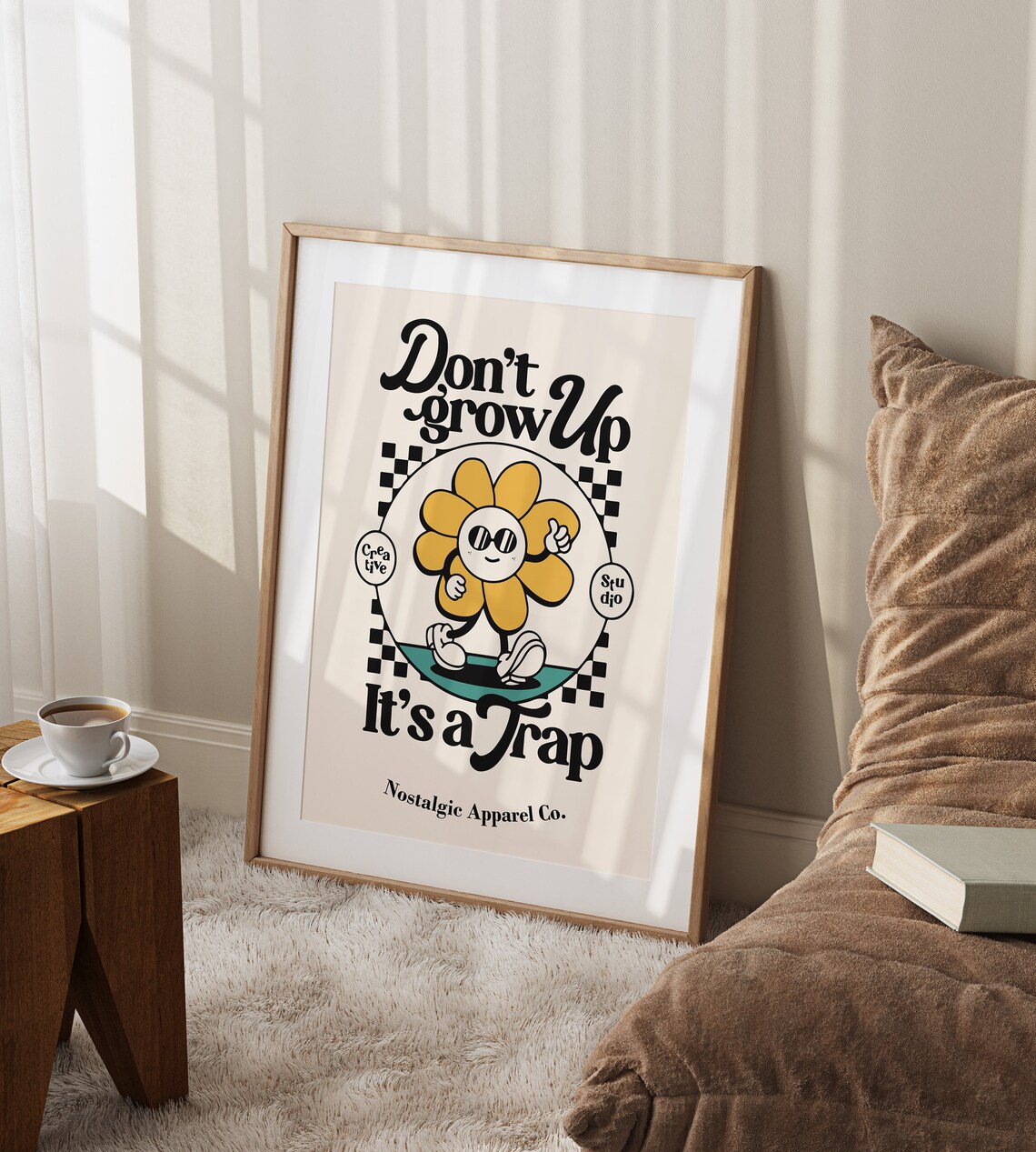 Don't Grow Up It's a Trap Funny Retro Daisy Mascot Quote Poster - Image 2