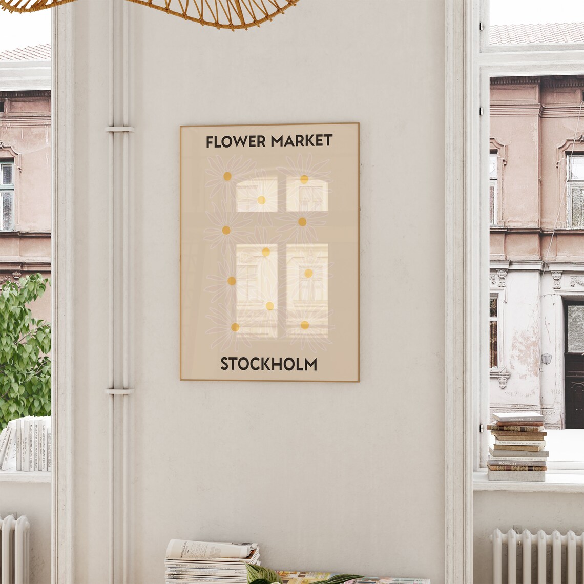 Flower Market Stockholm Beige Daisy Floral Minimalist Poster - Image 5