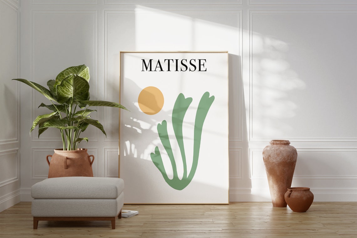 Matisse Sage Green Cutout Golden Sun Botanical Modern Art Poster - Image 3