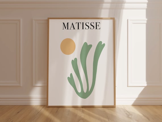 Matisse Sage Green Cutout Golden Sun Botanical Modern Art Poster