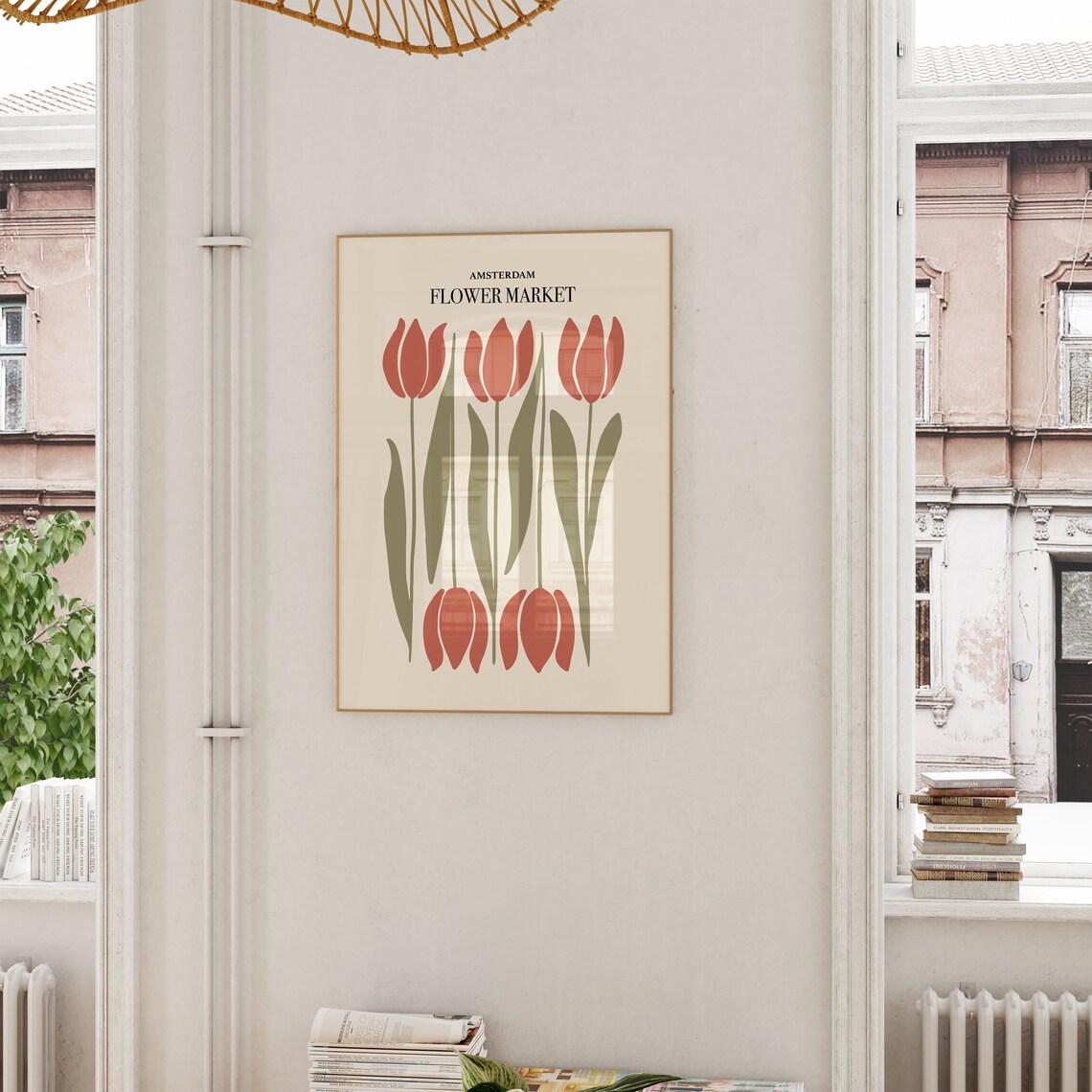 Amsterdam Flower Market Red Tulips Minimalist Dutch Floral Poster - Image 4
