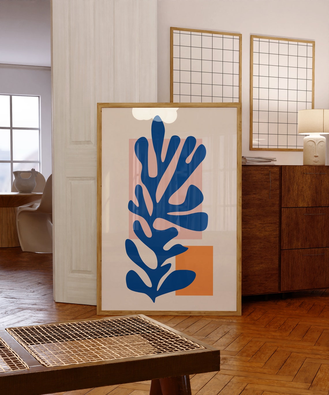 Matisse Style Blue Seaweed Cut Out Botanical Decorative Poster - Image 4