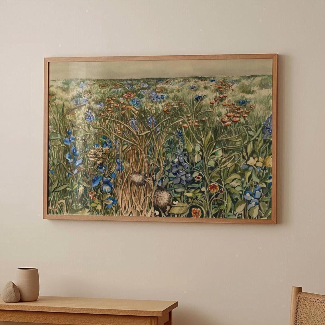 Texas Bluebonnet Watercolor Art Print, Hill Country