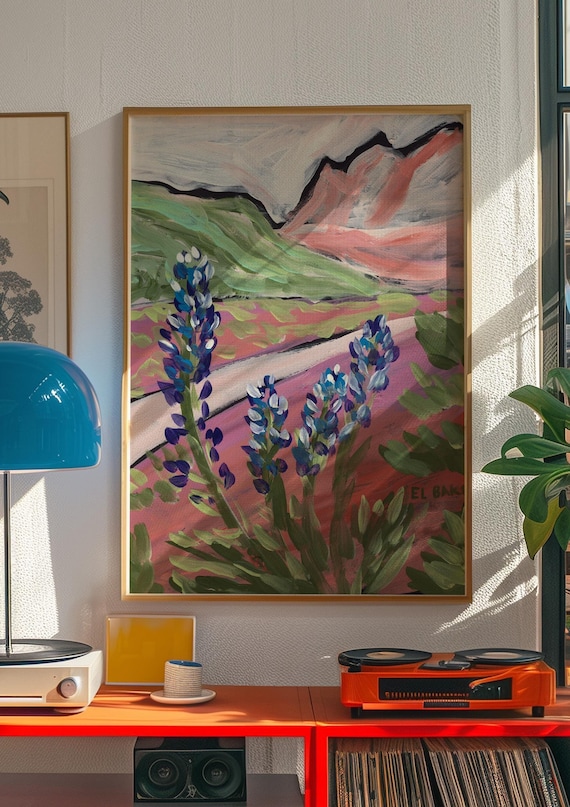 Bluebonnets Art Print, Texas Wildflower Abstract