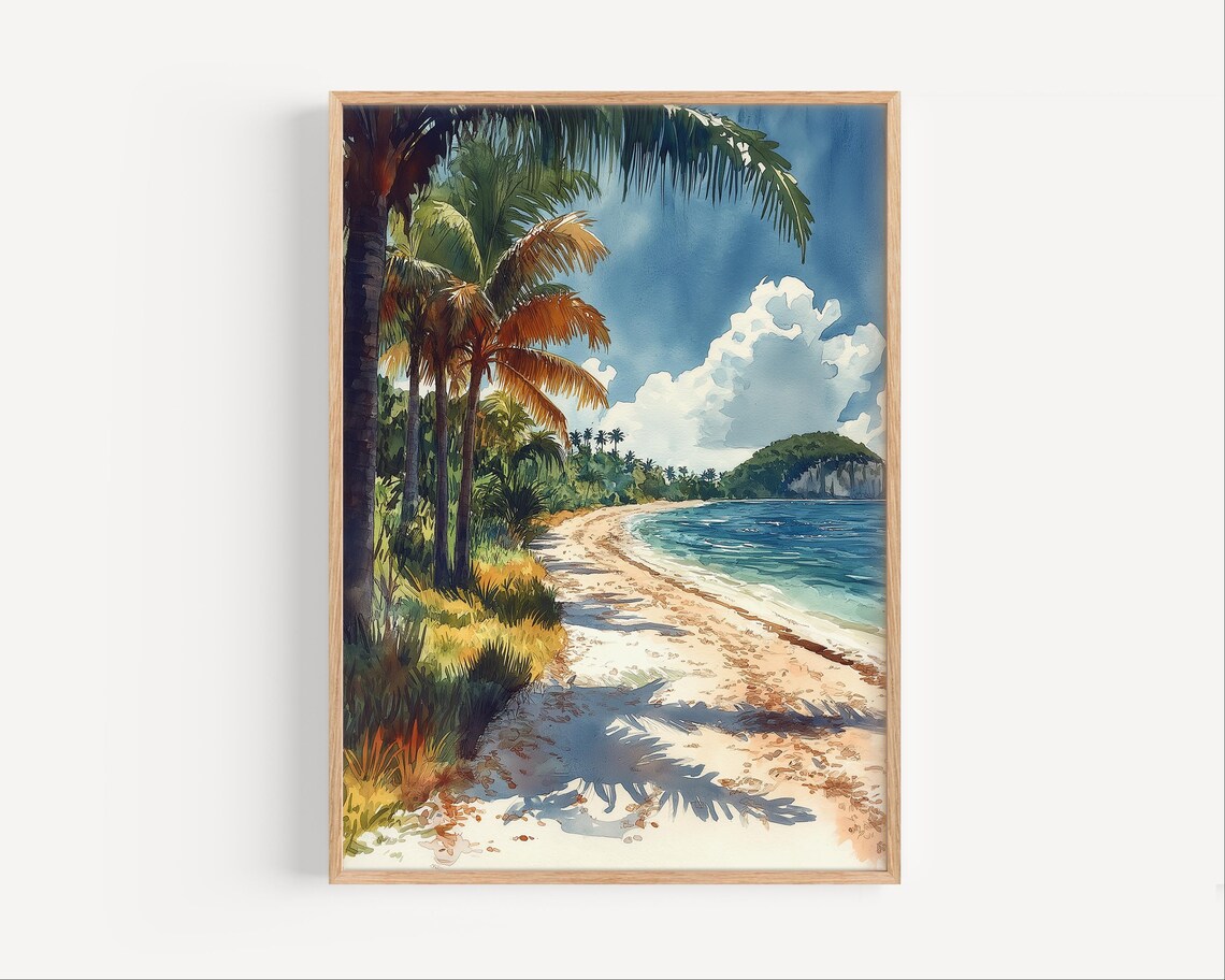 Biscayne National Park Watercolor Palm Beach Tropical Shore Poster