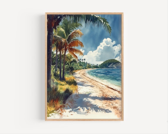Biscayne National Park Watercolor Palm Beach Tropical Shore Poster