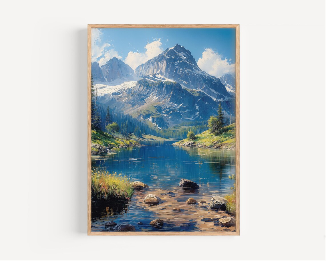 North Cascades Snowcapped Peaks Alpine Lake National Park Poster