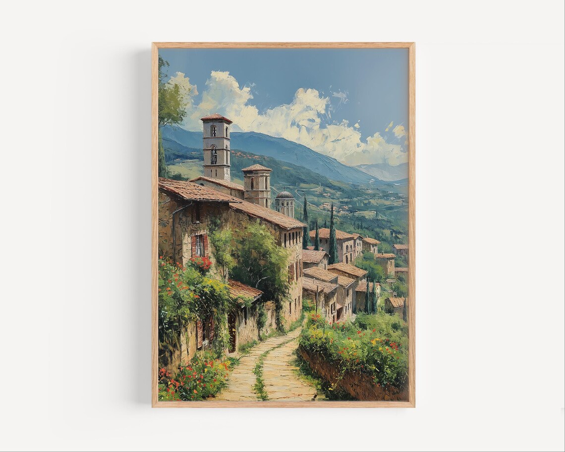 Assisi Italy Oil-Painting Style Travel Poster