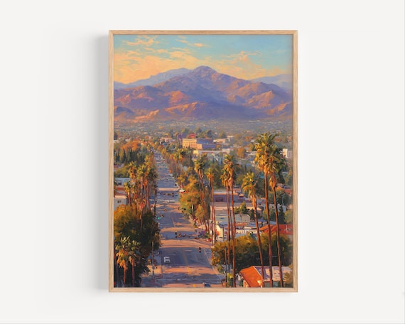 Burbank Oil Painting Print Poster Or Canvas Cityscape Wall Art Paint Style Cali Travel