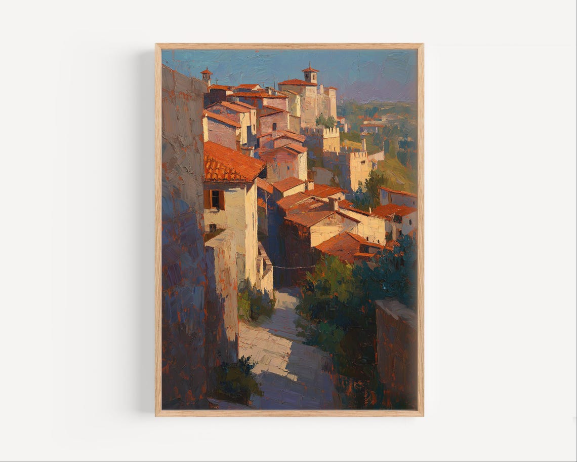 Ancient Campobasso Old Street Terracotta Rooftops Italy Poster