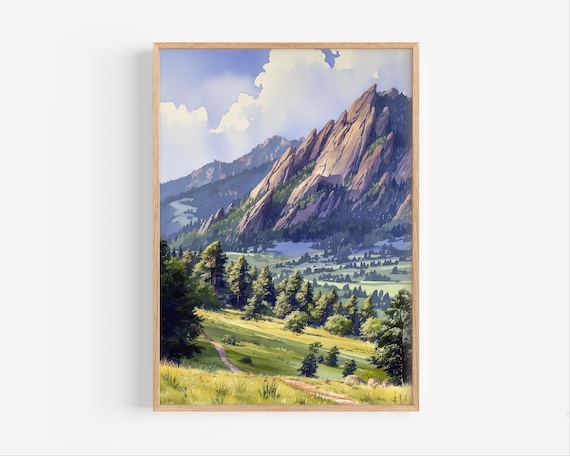 Flatirons Boulder Colorado Mountain Peaks Trail View Art Poster