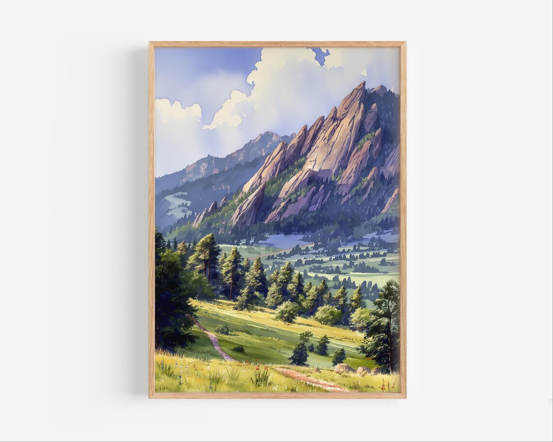 Flatirons Boulder Colorado Mountain Peaks Trail View Art Poster