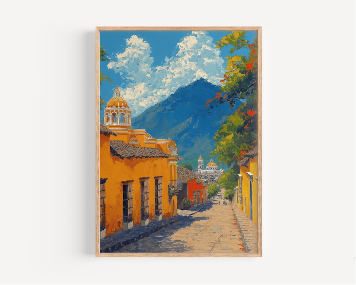 Antigua Guatemala Retro Style Travel Poster
