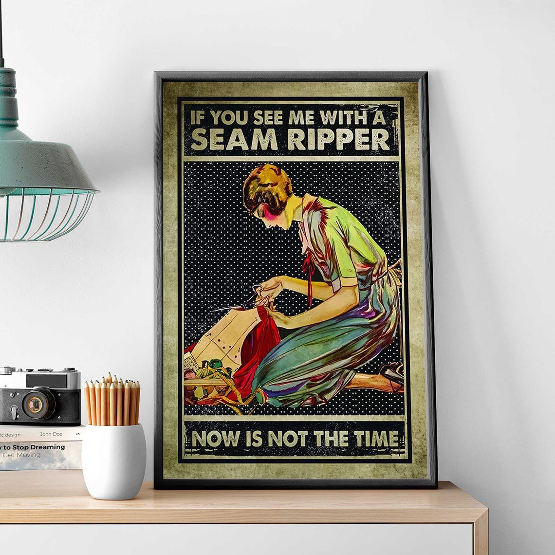 If You See Me With A Seam Ripper Funny Vintage Sewing Poster - Image 2