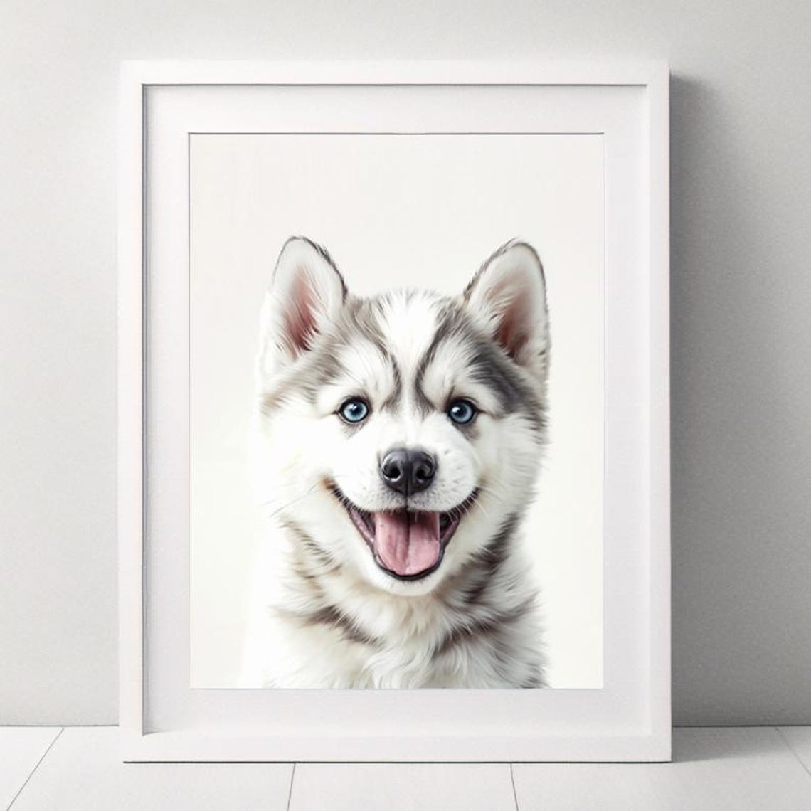 Happy Husky Puppy with Bright Blue Eyes Cute Dog Nursery Poster - Image 5