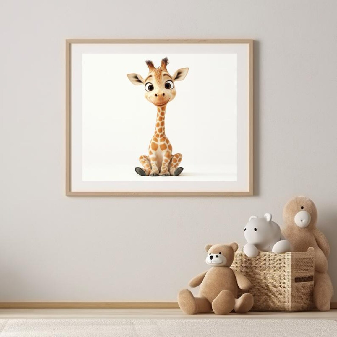 Adorable Baby Giraffe with Big Eyes Cute Safari Nursery Poster - Image 3