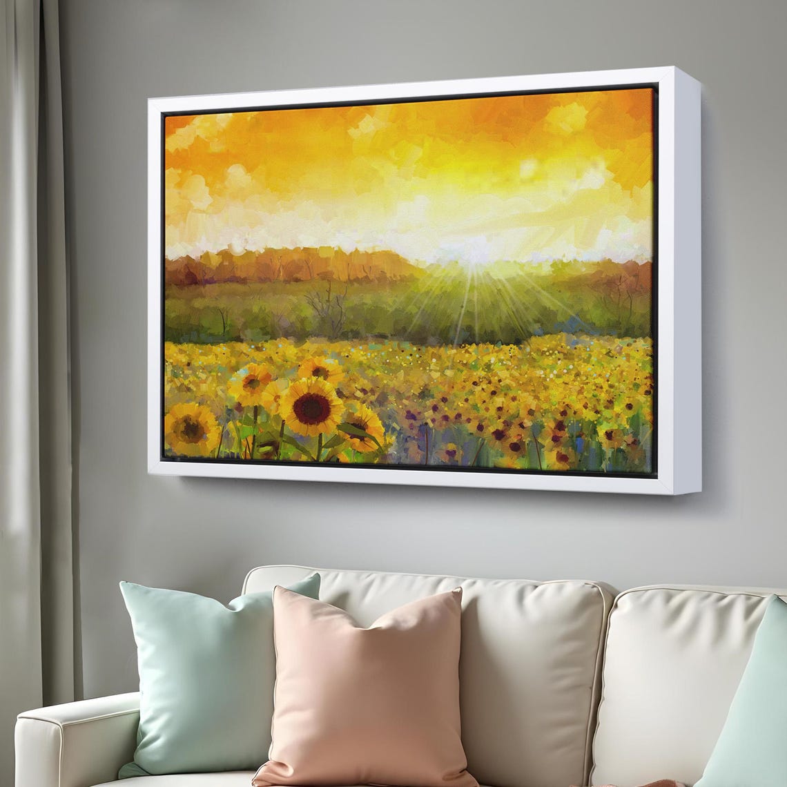 Sunflower Field Golden Sunset Sky Blooming Meadow Flower Poster - Image 3