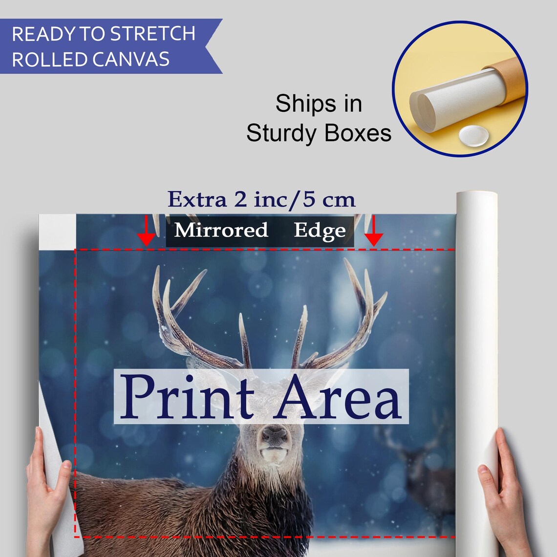 Red Deer Stag Snowy Forest Falling Snow Majestic Wildlife Photo Wall Art - Image 4