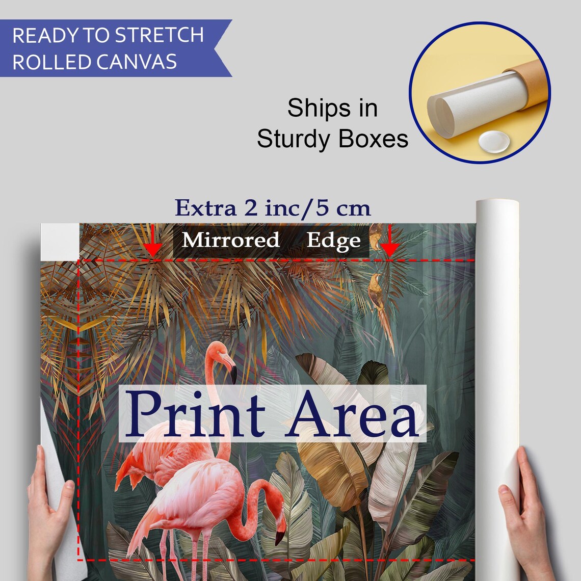 Pink Flamingos Tropical Jungle Palm Leaves Exotic Nature Wall Poster - Image 4