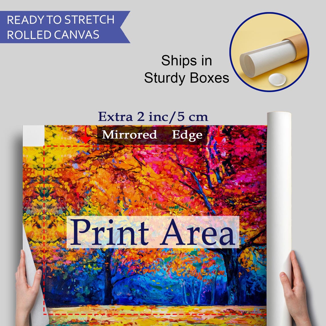 Vibrant Autumn Trees Pink Orange Foliage Impressionist Forest Poster - Image 4