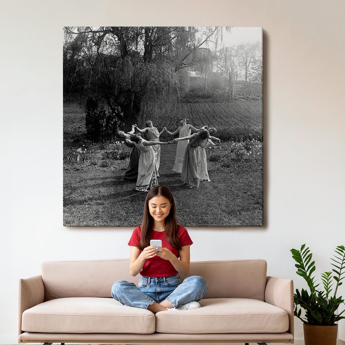 Vintage Women Dancing Print Gothic Home Decor Ritual Circle Dance N Modern Wall Decor Large Wall Art N Print - Image 3