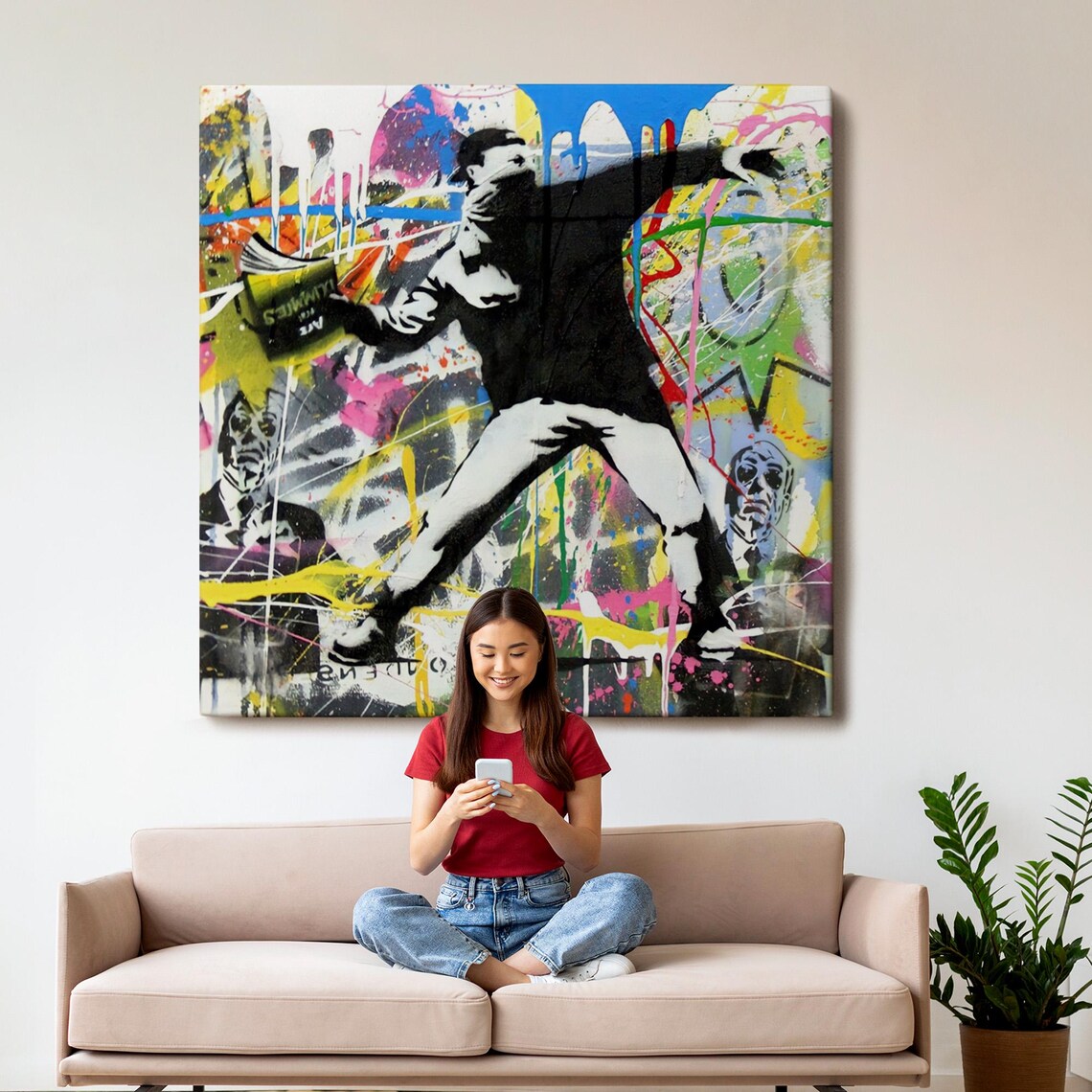 Banksy Flower Thrower Love Is In The Air Graffiti Street Art Poster - Image 3