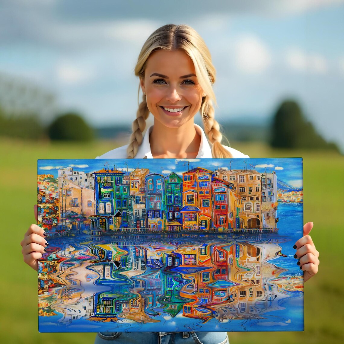 Amsterdam Canal Colorful Houses Water Reflection Netherlands Poster - Image 5