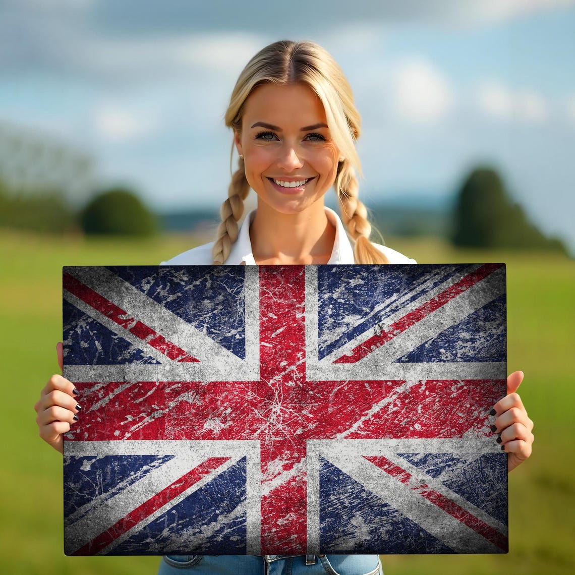 Distressed Union Jack Flag Vintage Grunge British Patriotic Wall Art - Image 5