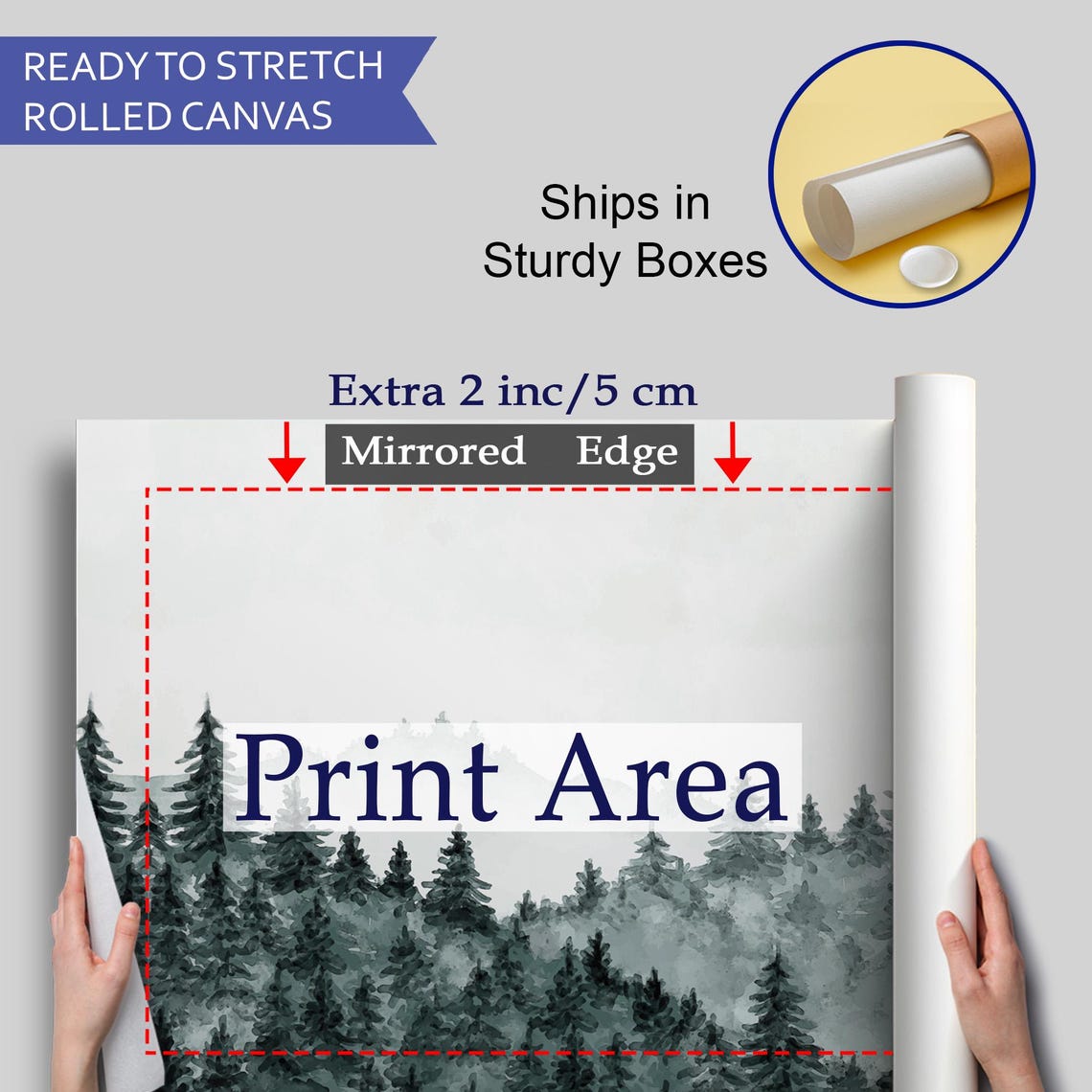 Misty Pine Forest Watercolor Landscape Minimal Gray Nature Poster - Image 4