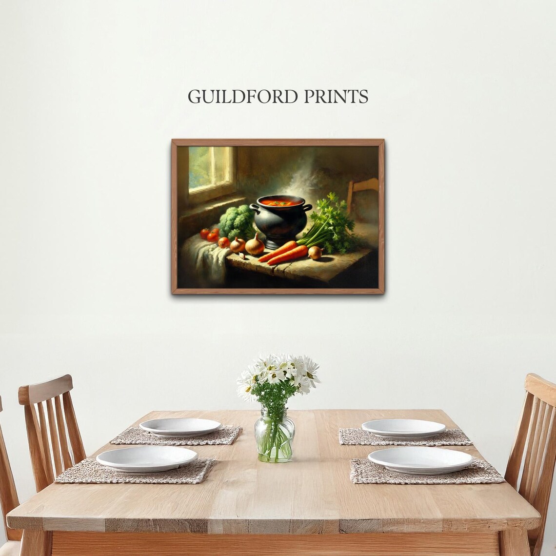 Vintage Inspired Vegetable Soup Still Life, Kitchen Accent - Image 3