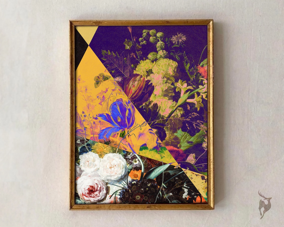 Maximalist Flower Print, Eclectic Gallery Wall Art Print
